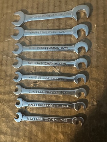 CRAFTSMAN 8 PIECE 4 WAY OPEN END ANGLE IGNITION WRENCH SET 7/32" - 7/16" USA