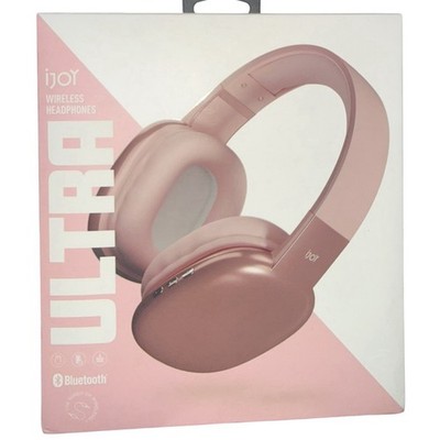 iJoy Ultra Wireless Bluetooth Headphones Pink Rose 10Hr Playtime SD Card NEW