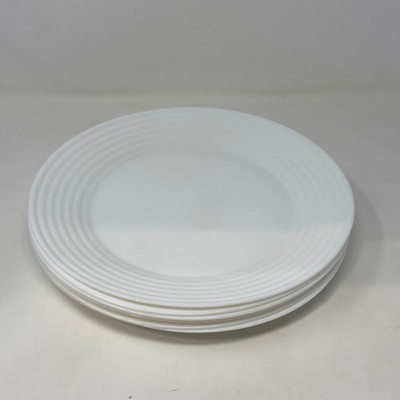 Luminarc Harena White Ribbed Dinner Plates Set of 4, 10.75 in