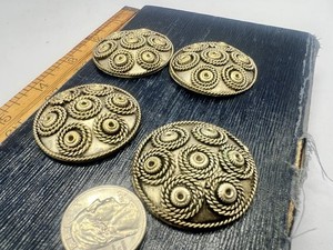 4 Pcs Vintage Hollow Silver Tone Cabochon Dome Ro-Do Jewelry Making Findings