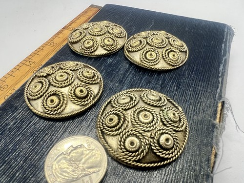 4 Pcs Vintage Hollow Silver Tone Cabochon Dome Ro-Do Jewelry Making Findings
