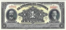 Mexico $ 1 Peso El Estado de Sonora Jan 1, 1915 UNC.