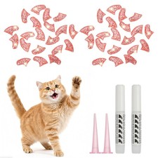 Cat Nail Caps, Cat Claw Covers with Glue (40 Pcs, XS, Crystal Light Pink)