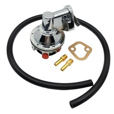 Sbc Chevy Mechanical Fuel Pump High Volume 80 Gph Chrome 305 350 W Fitting Hose