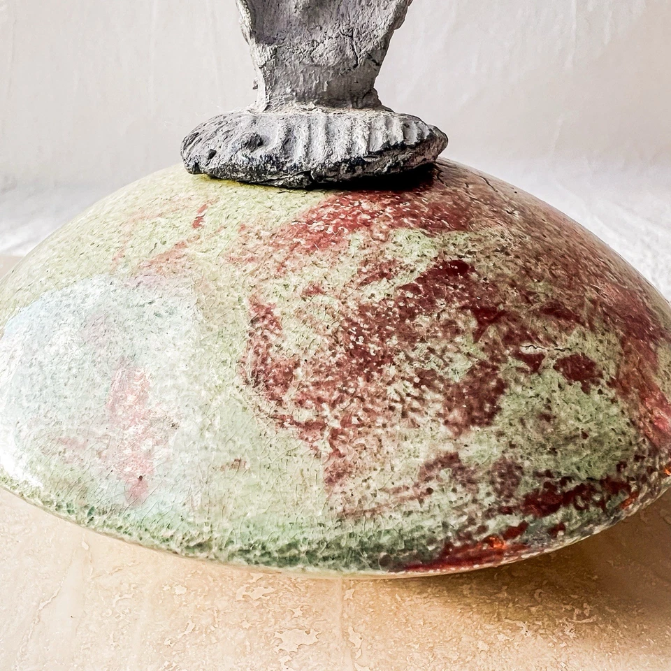 Raku Pottery Signed Perfume Bottle Art Piece - image 3 of 4