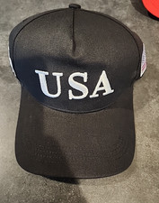 Trump USA 45  47 Embroidered Adjustable Cap Patriotic Hat Black/White