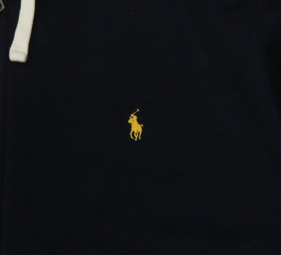 Ralph Lauren Polo Pony foderata in pile con cappuccio blu full zip felpa giacca XLT