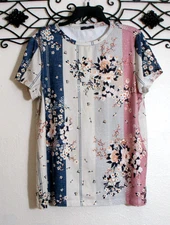Just Fashion Now Knit Top Women's Size XL Short Sleeve Multicolored Floral