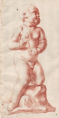 Kind child enfant Statue sanguine drawing Zeichnung Rötelzeichnung 18th century