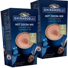 (2) GHIRARDELLI Hot Cocoa Mix With Semi-Sweet Chocolate Chips 8-Packets BB 3/26