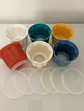 6 Individual Small Plastic Blancmange Jelly Moulds. Bright colours. Party. Kids.