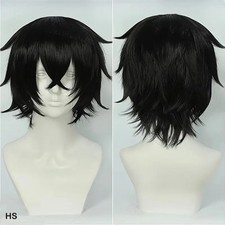 Color: Natural Black, Stretched Length: 12inches - Unisex Short Bob Cosplay Wig