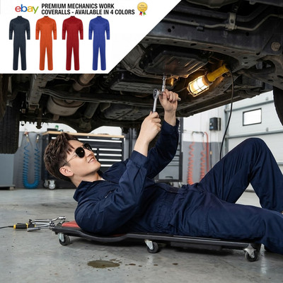 Men's Coverall Long Sleeve Jumpsuit Mechanic Zipper Pockets Overalls Boiler suit