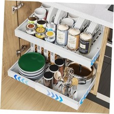 2 Pack Expandable Pull Out Cabinet Organizer Adhesive, 21" Deep Slide Out