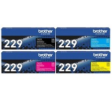 Brother TN229 OEM Toner Cartridge Set 4-Pack Black Cyan Magenta Yellow