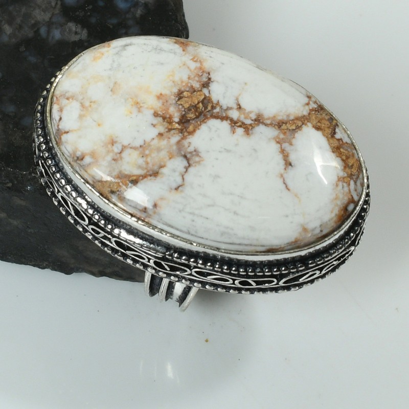 Wild Horse Jasper Gemstone Antique Design Ring Jewelry US Size-6.75 AR 61082