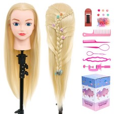 Hellblond Übungskopf Puppenkopf Friseur Mannequin kopf mit Haar Styling BraidSet