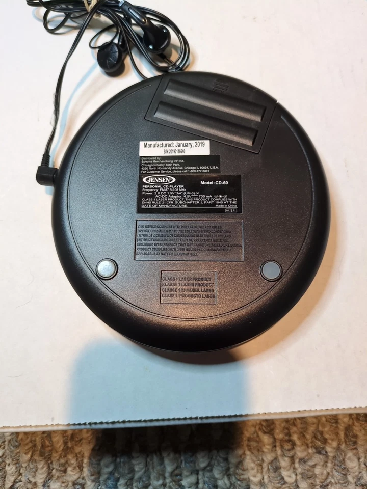Jensen Personal CD player Model CD-60 Tested Works No Ac Adapter - Image 2 of 2