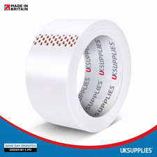 PREMIUM WEISSES GER&Auml;USCHARMES PAKETVERPACKUNGSBAND (ALLE PACKUNGSGR&Ouml;SSEN) 48 MM X 66 M