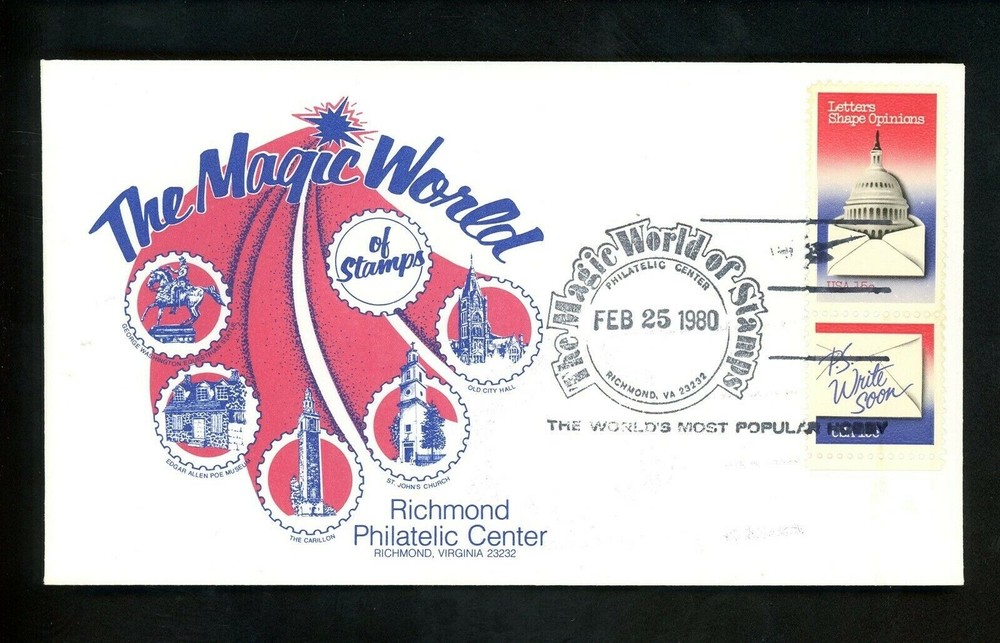 US FDC #1805-1810 Richmond Philatelic 1980 VA Letter Writing Unofficial Set of 3