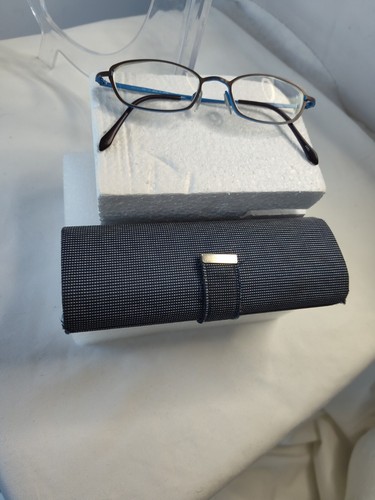 Bevel Eyeglasses Frames Blue Brown Metal 8538 Garry EEEL 47-17-133 made Japan - Picture 12 of 13