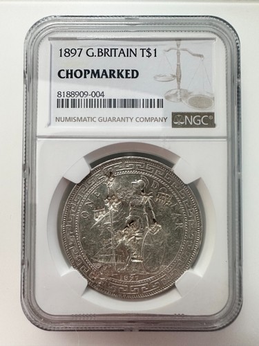 1897 GREAT BRITAIN SILVER TRADE DOLLAR NGC CHOPMARKED British COIN - 第 1/2 張圖片