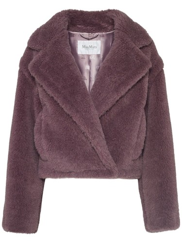 MAX MARA Oggeri $2890 Mauve Alpaca/Wool Cropped Teddy Bear Icon Coat New