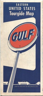 1950 GULF OIL Road Map EASTERN UNITED STATES Florida Maine New York Michigan