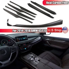 Real Carbon Fiber Door Dashboard Panel Trim Cover Set For BMW X5 F15 F85 14-18
