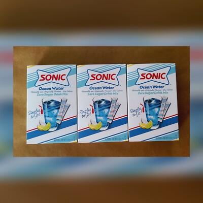 3-PK Sonic Ocean Water Packets Zero Sugar Drink Mix Singles to Go SAME-DAY SHIP