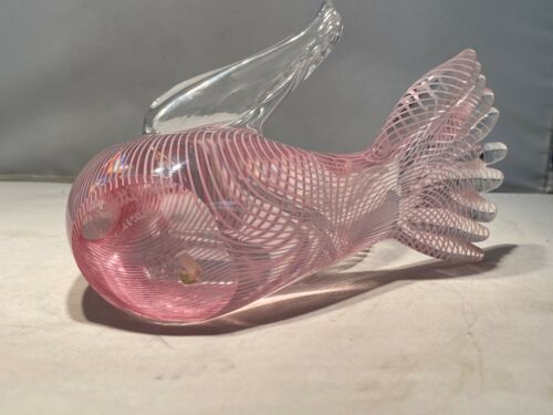 Vintage Murano Italian Glass DOVE Signed FRANCO MORETTI FILIGRANA PINK WOW!!! - Picture 10 of 10