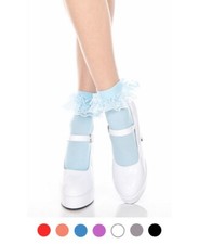 Brand New Ankle High Socks With Lace Ruffle Trim Music Legs 549