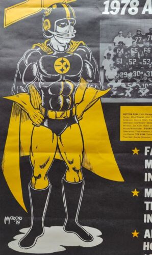 Raro poster vintage Pittsburgh Super Steelers 1978 AFC Champions Super Bowl XIII - Foto 4 di 14