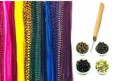 New 21 Pc Kit Raindow Mix 7-11 Feather Hair Extensions 10 Long Genuine Single Fe