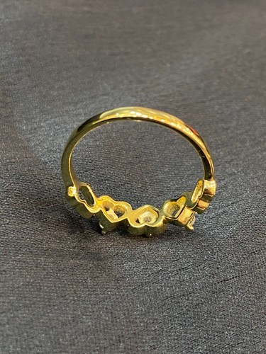 0.15 Cts Round Brilliant Cut Diamonds String of Heart Anniversary Ring 14K Gold - Picture 7 of 7