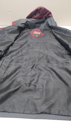 Coleman Windbreaker Jacket Men's Size Large Nylon PVC Hooded Waterproof Maroon - Picture 12 of 21