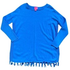 Lilly Pulitzer  Kids Girl's Mini Ramona Fringe Sweater Coastal Blue XL 12-14