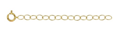 18k 3.25mm Medium Cable Yellow Gold 6mm Spring Ring 2.25" Chain Extender Safety