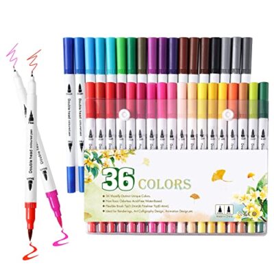 36 Colors Brush Tip Markers for Adult ColoringColoring Markers for LetteringD...