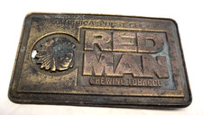 VINTAGE RED MAN CHEWING TOBACCO BRASS BELT BUCKLE - U