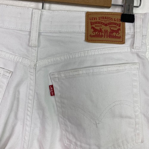 Levi's White Denim High Rise Raw hem Shorts Women's Size 30 - Picture 3 of 8