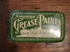 Vintage M. Stein Cosmetic Co. Green Grease Paint Theatrical Make Up Tin