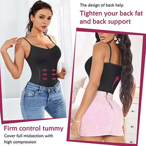 Women V-Neck Compression Cami Vest Tummy Control Body Shaper Camisole Plus Size - Picture 5 of 20