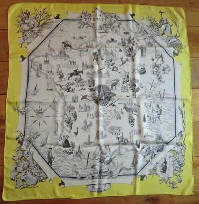 Foulard Hermès Vintage 'La France' - Modèle 1959 En Soie, Occasion