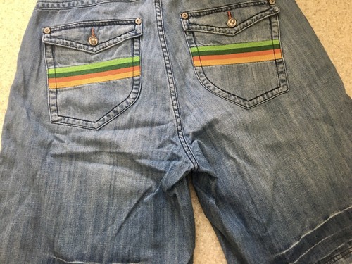 Akademiks Blue Jean Shorts Mens 36 Street Baggy Hip Hop Big Groovy Pockets Vtg - Picture 3 of 9