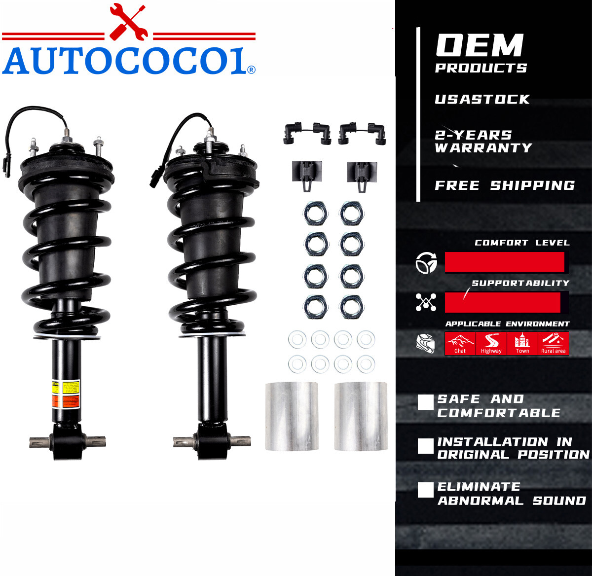 Pair Front Shock Struts Assys 84176631 Fit Escalade Tahoe GMC Sierra Denali 1500