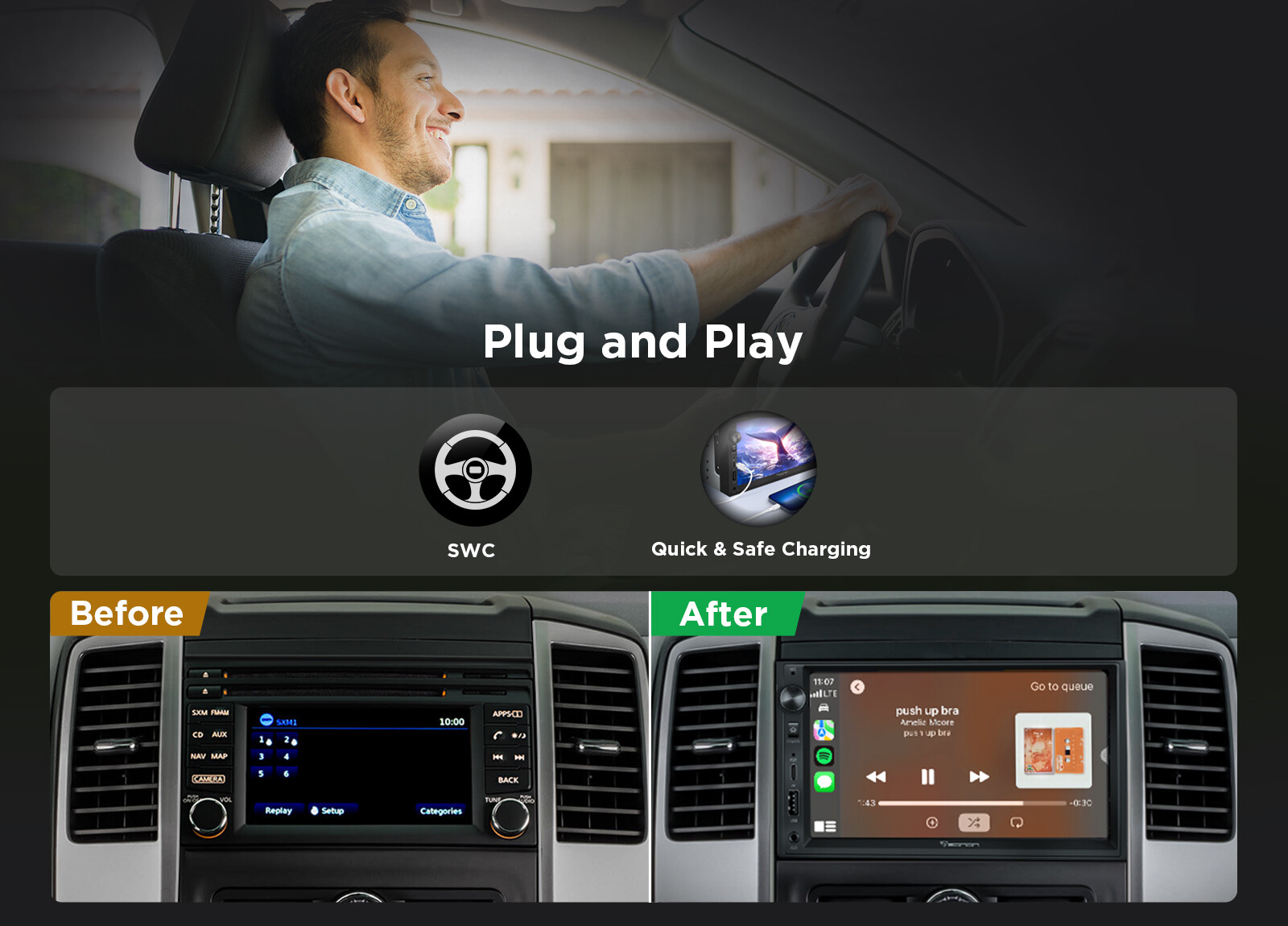 Eonon 7 inch Apple CarPlay Android 13 Auto 2 Din Car Stereo Radio Head Unit GPS