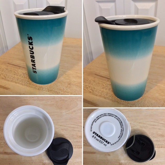 Starbucks 8 Ounce Ceramic Teal Double Wall Tumbler Travel Coffee Mug With Lid For Sale Online