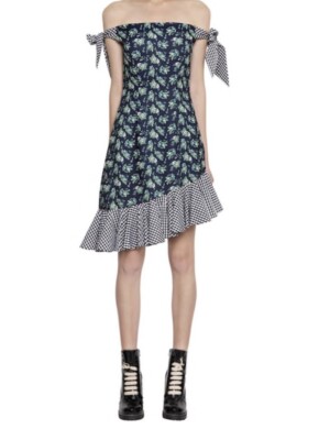 house of holland gingham off the shoulder dress Gingham Off The Shoulder Maxi Dress