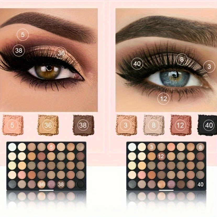 120 color eye shadow with 8 makeup brushes Multi color matte eye shadow plate - Image 4 of 4